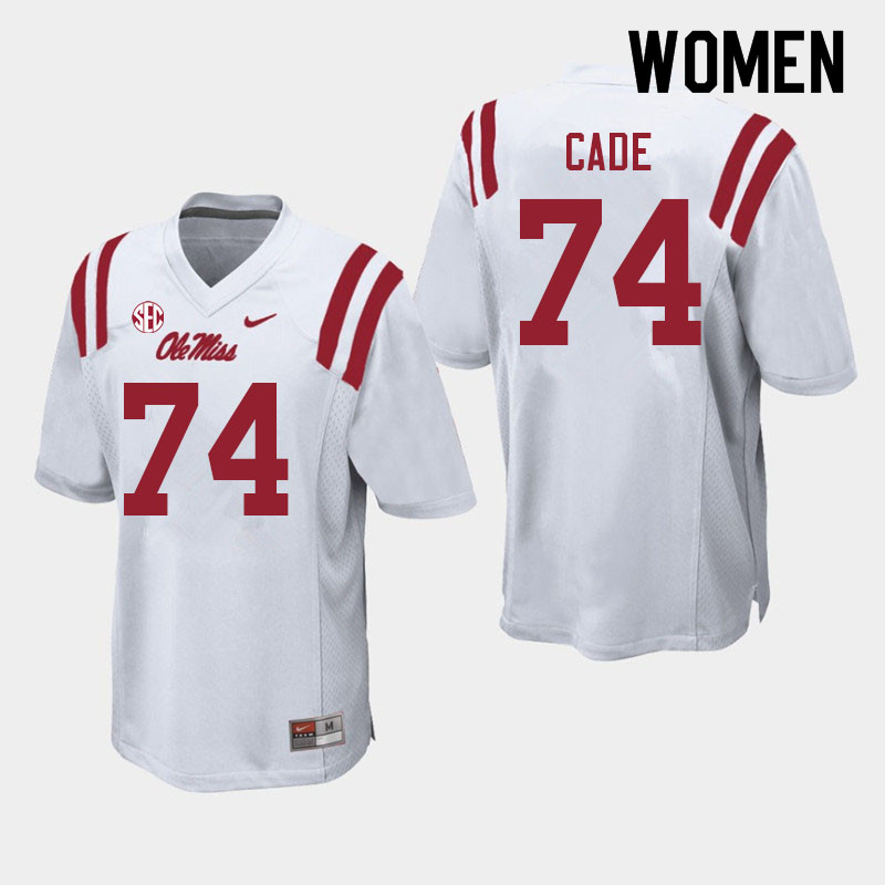 Women #74 Erick Cade Ole Miss Rebels College Football Jerseys Sale-White - Click Image to Close